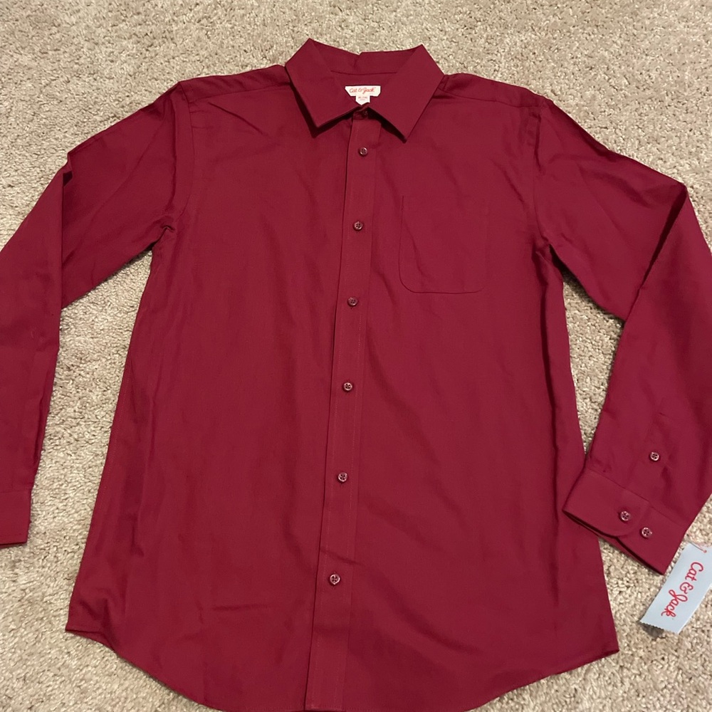Cat & Jack Boys Burgundy Dress Shirt Size 14